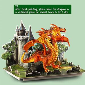 Kids Crafts, DIY 3D Dragon Painting Toys with 13 Color Educational Toy Painting Set Paint Your Own Gift Art and Craft Kit for Kids Boys Girls 3 4 5 6 7 8 9 Year Old