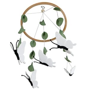 Sorrel + Fern Baby Crib Mobile (White Butterflies) - Baby Shower Gift Nursery Decoration for Boys & Girls