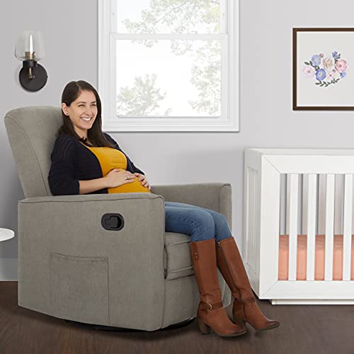 Evolur Raleigh Upholstered Plush Seating Glider Swivel, Rocker, Recliner, Glider for Nursery in Smokey Blue, Greenguard Gold Certified, Modern Nursery Recliner, Environmentally Conscious Glider