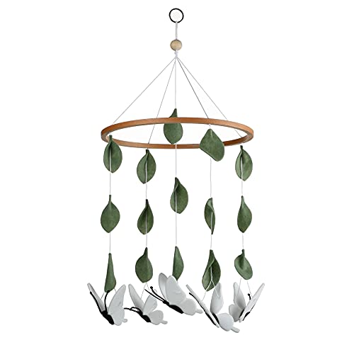 Sorrel + Fern Baby Crib Mobile (White Butterflies) - Baby Shower Gift Nursery Decoration for Boys & Girls