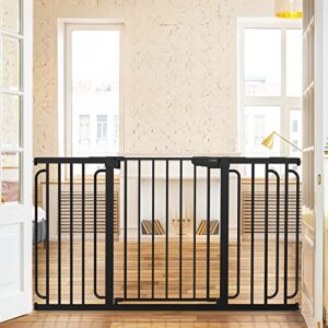 Mom's Choice Awards Winner-Cumbor 29.7-57" Baby Gate for Stairs, Extra Wide Dog Gate for Doorways, Pressure Mounted Walk Through Safety Child Gate for Kids Toddler, Tall Pet Puppy Fence Gate, Black