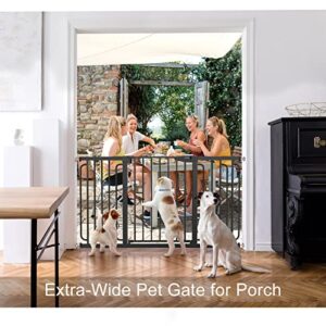 Mom's Choice Awards Winner-Cumbor 29.7-57" Baby Gate for Stairs, Extra Wide Dog Gate for Doorways, Pressure Mounted Walk Through Safety Child Gate for Kids Toddler, Tall Pet Puppy Fence Gate, Black