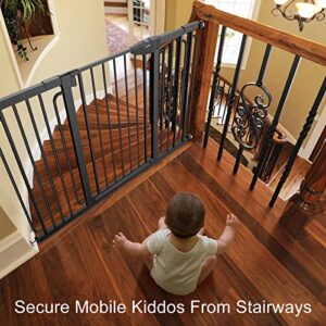 Mom's Choice Awards Winner-Cumbor 29.7-57" Baby Gate for Stairs, Extra Wide Dog Gate for Doorways, Pressure Mounted Walk Through Safety Child Gate for Kids Toddler, Tall Pet Puppy Fence Gate, Black