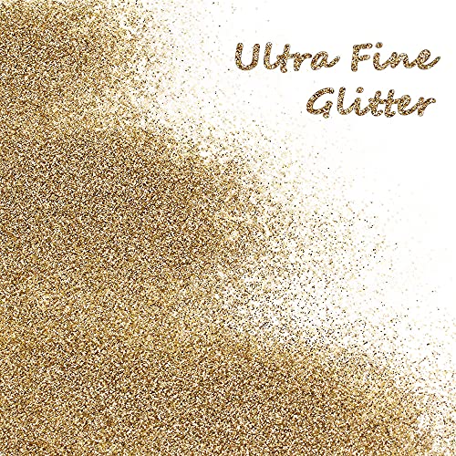 Metallic Fine Glitter, 150g Multipurpose Extra Fine Craft Glitter for Resin Arts and Crafts, Body Nail Art Eye Face Hair, Holographic Glitter for Epoxy Tumbler, Slime Making (Light Gold)