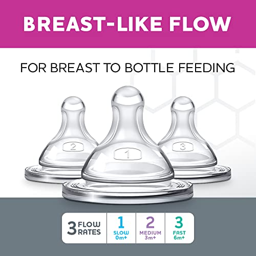 Chicco Duo Hybrid Baby Bottle Nipple Stage 3 Fast Flow (6m+) 2Pk,2 Count (Pack of 1)