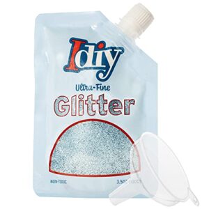 idiy ultra fine glitter (100g, 3.5 oz pouch) w easy-pour bag & funnel- steel blue extra fine-non-toxic, diy arts & crafts, school projects, festivals, sparkle decorations, resin, gift, summer camp