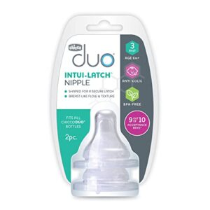 Chicco Duo Hybrid Baby Bottle Nipple Stage 3 Fast Flow (6m+) 2Pk,2 Count (Pack of 1)