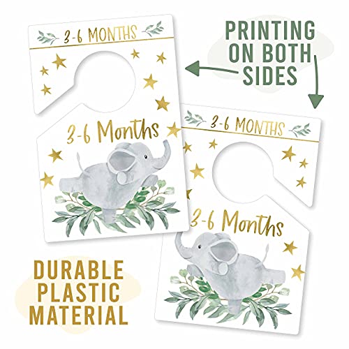 6 Hanger Dividers Baby Closet Size Dividers - Elephant Baby Closet Dividers, Baby Closet Organizer For Nursery Organization, Baby Essentials For Newborn Essentials, Nursery Closet Dividers Girl or Boy