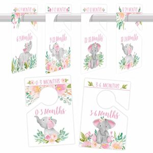 6 baby closet size dividers baby girl - elephant baby closet dividers by month, baby closet organizer for nursery organization, baby essentials for newborn essentials baby girl, nursery closet divider