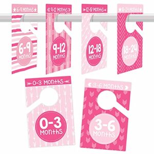 6 baby closet size dividers baby girl - pink baby closet dividers by month, baby closet organizer for nursery organization, baby essentials for newborn essentials baby girl, nursery closet dividers