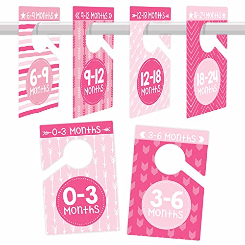 6 Baby Closet Size Dividers Baby Girl - Pink Baby Closet Dividers by Month, Baby Closet Organizer for Nursery Organization, Baby Essentials for Newborn Essentials Baby Girl, Nursery Closet Dividers