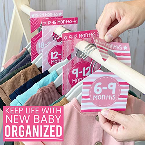 6 Baby Closet Size Dividers Baby Girl - Pink Baby Closet Dividers by Month, Baby Closet Organizer for Nursery Organization, Baby Essentials for Newborn Essentials Baby Girl, Nursery Closet Dividers