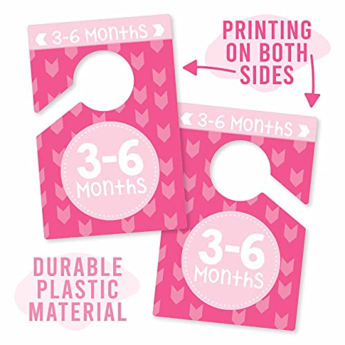 6 Baby Closet Size Dividers Baby Girl - Pink Baby Closet Dividers by Month, Baby Closet Organizer for Nursery Organization, Baby Essentials for Newborn Essentials Baby Girl, Nursery Closet Dividers