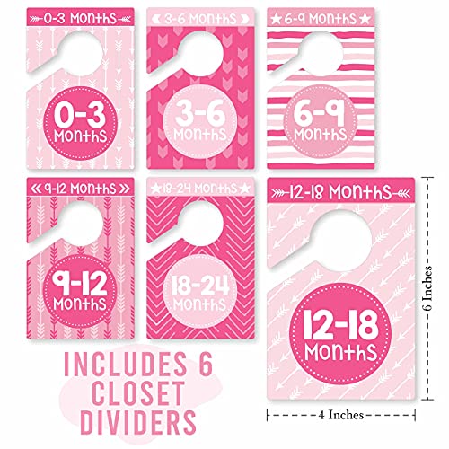 6 Baby Closet Size Dividers Baby Girl - Pink Baby Closet Dividers by Month, Baby Closet Organizer for Nursery Organization, Baby Essentials for Newborn Essentials Baby Girl, Nursery Closet Dividers