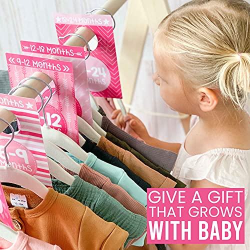 6 Baby Closet Size Dividers Baby Girl - Pink Baby Closet Dividers by Month, Baby Closet Organizer for Nursery Organization, Baby Essentials for Newborn Essentials Baby Girl, Nursery Closet Dividers