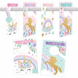 6 baby closet size dividers baby girl - unicorn baby closet dividers by month, baby closet organizer for nursery organization, baby essentials for newborn essentials baby girl, nursery closet dividers