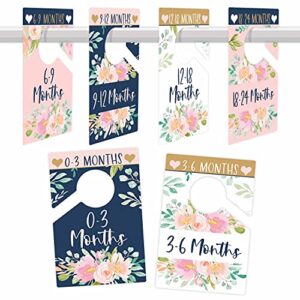 6 baby closet size dividers baby girl - floral baby closet dividers by month, baby closet organizer for nursery organization, baby essentials for newborn essentials baby girl, nursery closet dividers