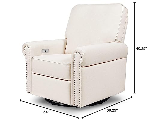 Namesake Linden Electronic Recliner and Swivel Glider with USB Port in Performance Cream Eco-Weave, Water Repellent & Stain Resistant, Greenguard Gold & CertiPUR-US Certified