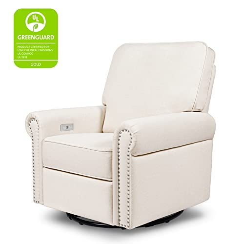 Namesake Linden Electronic Recliner and Swivel Glider with USB Port in Performance Cream Eco-Weave, Water Repellent & Stain Resistant, Greenguard Gold & CertiPUR-US Certified