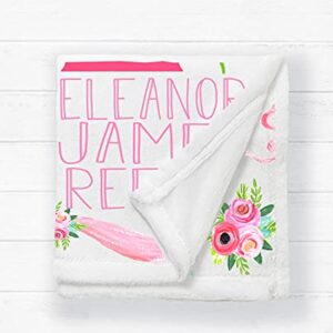 Monogram Junkie Personalized Baby Blanket for Girls with Name | Floral Custom Baby Blanket | Baby Girl Name Blanket | 30x40