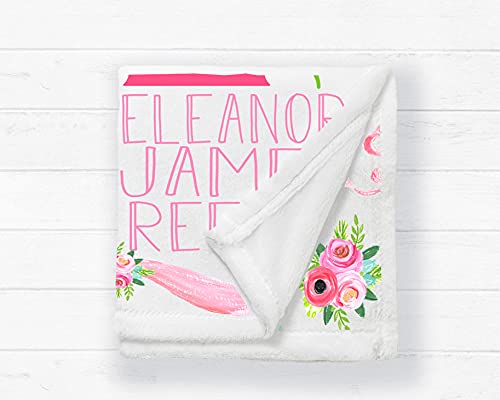 Monogram Junkie Personalized Baby Blanket for Girls with Name | Floral Custom Baby Blanket | Baby Girl Name Blanket | 30x40