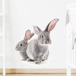 rofarso lifelike lovely cute two bunnies rabbits animal 3d wall stickers removable wall decals art decorations decor for nursery baby bedroom playroom living room murals