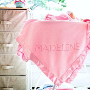 Custom Catch Personalized Girl Pink Baby Blanket Gift with Flower, Ladybug, Bee or Butterfly