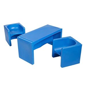 ecr4kids tri-me table and cube chair set, multipurpose furniture, blue, 3-piece