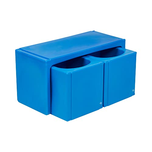 ECR4Kids Tri-Me Table and Cube Chair Set, Multipurpose Furniture, Blue, 3-Piece