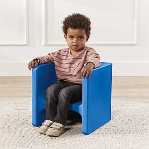 ECR4Kids Tri-Me Table and Cube Chair Set, Multipurpose Furniture, Blue, 3-Piece