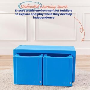 ECR4Kids Tri-Me Table and Cube Chair Set, Multipurpose Furniture, Blue, 3-Piece