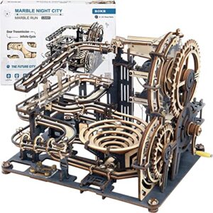 rokr 3d wooden puzzles for adults marble run model building kit(lga01 marble night city)