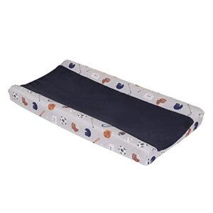 nojo team all star navy, grey and orange sports print super soft contoured changing pad cover