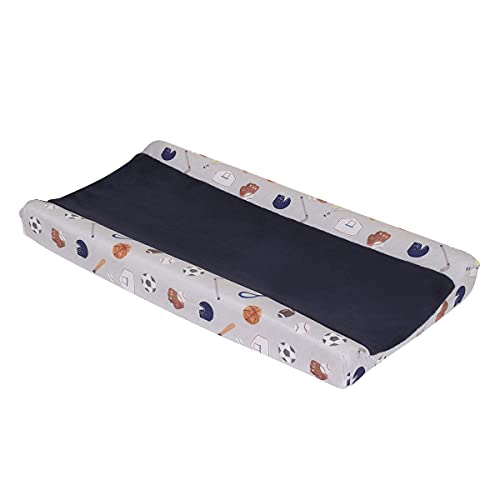 NoJo Team All Star Navy, Grey and Orange Sports Print Super Soft Contoured Changing Pad Cover