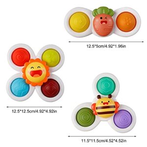 Outgeek Suction Cup Spinner Toys: 3PCS Kids Spinning Top Toys Baby Dimple Toy Sensory Toys Fidget Spinners Suction Cup Babies Bath Toys Gift Toys for Toddlers (Second Edition) (White)