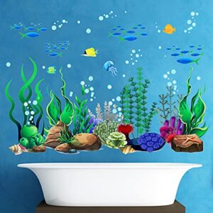 Under The Sea Wall Decals Coral Reef and Seaweed, Ocean Wall Decals Stickers, Undersea Decor Stickers, Underwater Sea Wall Stickers for Toddler Baby Nursery Living Room Office (Classic Style)