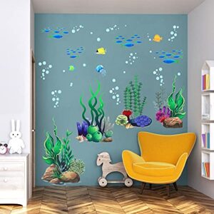 Under The Sea Wall Decals Coral Reef and Seaweed, Ocean Wall Decals Stickers, Undersea Decor Stickers, Underwater Sea Wall Stickers for Toddler Baby Nursery Living Room Office (Classic Style)