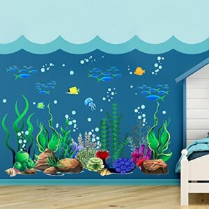 Under The Sea Wall Decals Coral Reef and Seaweed, Ocean Wall Decals Stickers, Undersea Decor Stickers, Underwater Sea Wall Stickers for Toddler Baby Nursery Living Room Office (Classic Style)