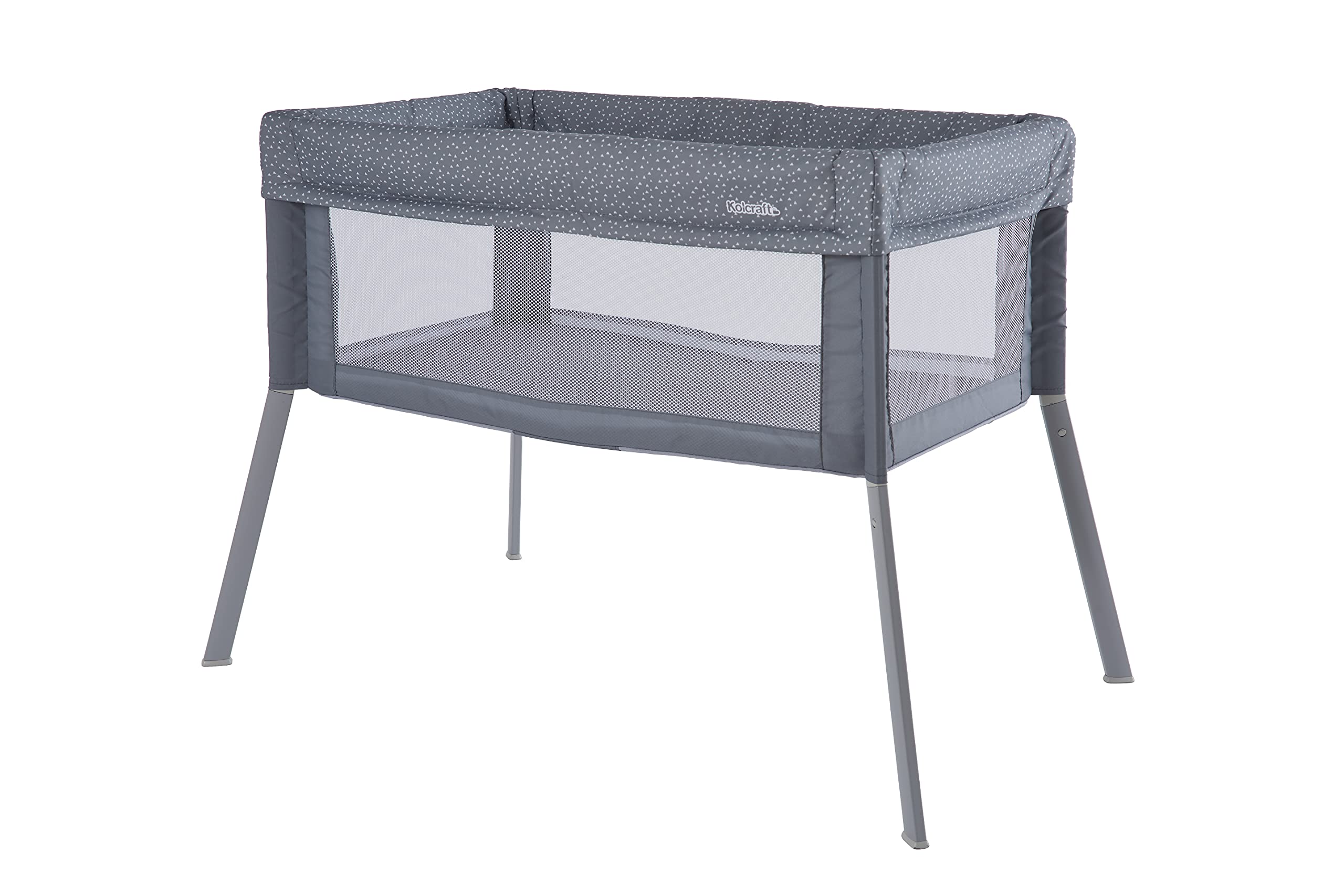 Kolcraft Healthy Lite Portable Lightweight Travel Infant and Baby Bassinet for Home or Travel, Secure and Comfortable for Newborn, Compact Fold - Gray