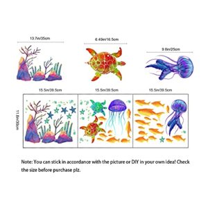 Glow in The Dark Sea Wall Decals, EsLuker.ly Ocean Theme Fluorescent Stickers Luminous Fish Turtle Jellyfish Wall Decor Underwater Sea World Wall Art for Kids Bedroom Nursery Decoration (Coral)