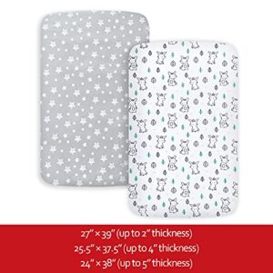 Waterproof Pack N Play Mattress Pad Protector with Cotton Fabric and Lovely Print Pack N Play Sheets