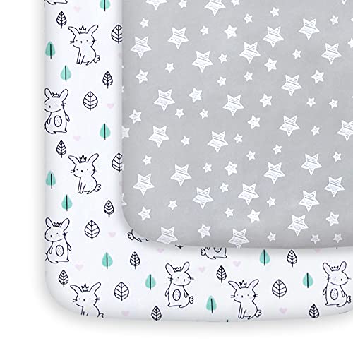 Waterproof Pack N Play Mattress Pad Protector with Cotton Fabric and Lovely Print Pack N Play Sheets