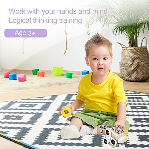 Rapsrk Busy Cube for Kids Sensory Busy Board Travel Toy for Toddlers 1-3 Years Old, Fidget Cube Toy Educational Montessori Learning Toys for Babies 18-36 Months