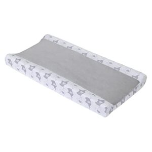 nojo elephant stroll gray & white super soft changing pad cover, grey, white