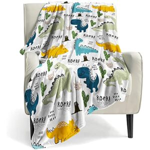 Dinosaur Blanket for Boys Girls, 300 GSM Soft Fleece Kids Blanket, Baby Boy Blanket is Suitable for Toddler Couch , Cute Blanket for Sofa Bedroom Living Room, Dinosaur Gifts for Children, 50"x40"