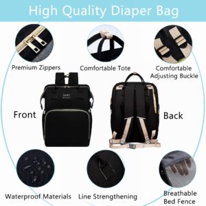 PaurFu Updated 8-in-1 Diaper Bag Backpack, Multifunctional Diaper Baby Bag for Mom Dad with Bassinet Bed,Changing Station,Soft Baby Pillow,Mosquito Net Sunshade and USB Charge Port etc.