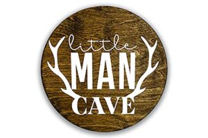 little man cave, 12" wood wall sign for nursery, bedroom, living room, rustic home decor, crib decorations, woodland aesthetic, gift for newborn boys, new mom, handmade, hickory hollow designs