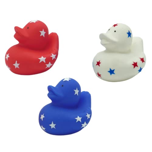 4E's Novelty Patriotic Rubber Ducks (24 Pack) Bulk 2" - 4th of July Party Favors, Patriotic Party Supplies Gifts toys for Kids Adults Fourth of July, Jeep Ducking