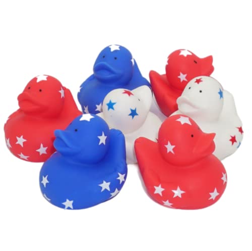 4E's Novelty Patriotic Rubber Ducks (24 Pack) Bulk 2" - 4th of July Party Favors, Patriotic Party Supplies Gifts toys for Kids Adults Fourth of July, Jeep Ducking