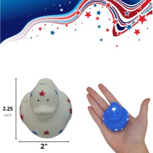 4E's Novelty Patriotic Rubber Ducks (24 Pack) Bulk 2" - 4th of July Party Favors, Patriotic Party Supplies Gifts toys for Kids Adults Fourth of July, Jeep Ducking